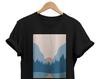 Blue Lake T-shirt: Abstract Geometric Landscape Tee