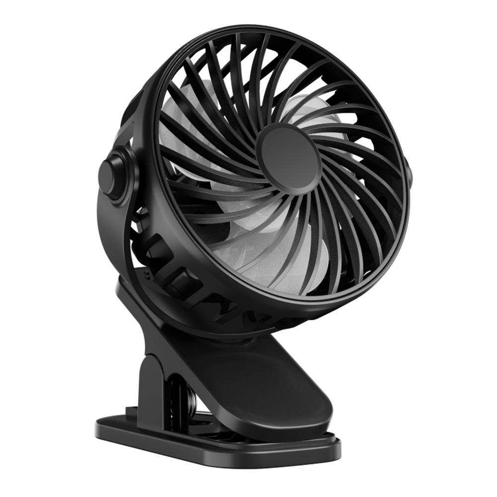 

Мини-вентилятор Перезаряжаемый вентилятор Вращающийся на 720° Вентилятор с клипсой для подвешивания с ночником Портативный Офисный Спальный Дормиторий Уличный вентилятор Подарки чёрный