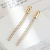 Internet Celebrity 18K Gold Earrings Personalized Square Zircon Ear Chain Earrings Chain Pendant Temperament Stud Earrings