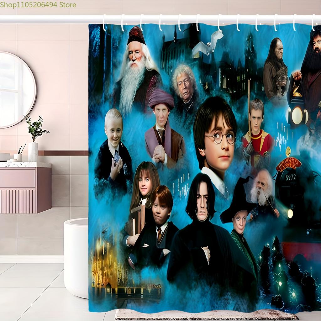 1pc Warner Bros. Themed Bathroom Curtain, Machine Washable Material Featuring and Anime Designs, Includes 12 Shower Curtain