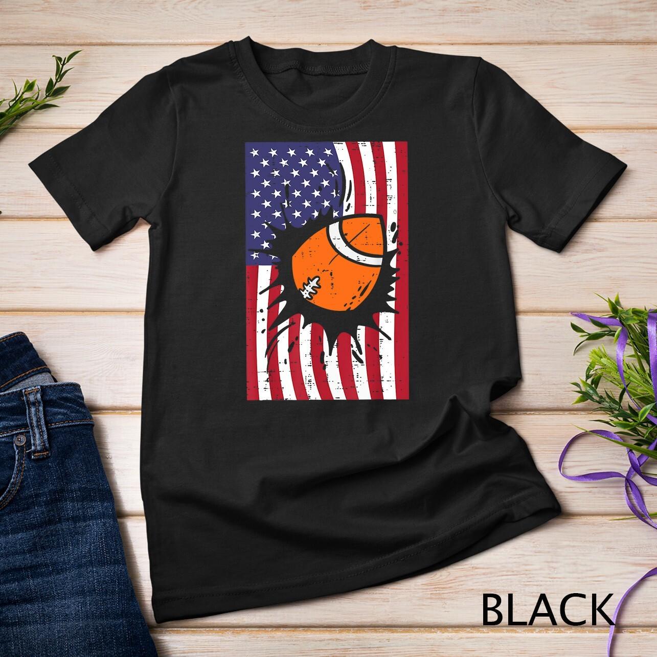 US Flag American Football Sports Patriotic Men Women Unisex T-Shirt Mens Womens Tees Top S