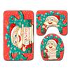 Christmas Waterproof Shower Curtain Four-Piece Floor Mat Combination Set Household Door Mat Bedroom Living Room Carpet