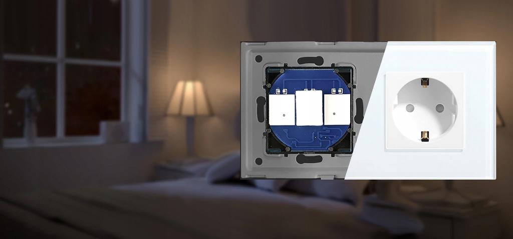 Wall Socket Glass 16A WiFi TUYA RTX Energy Measurement