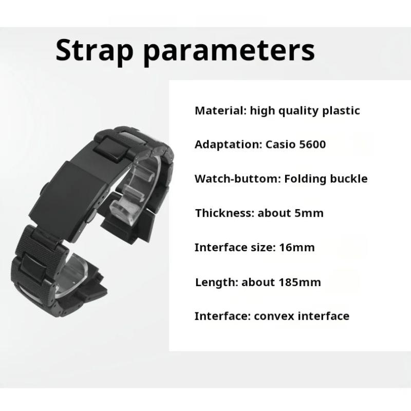 Black Bracelet For Casio G-shock DW-6900 DW9600 DW5600 GW-M5610 GA-2100 Men Series Watch Strap Plastic Steel Watchband 16mm Band