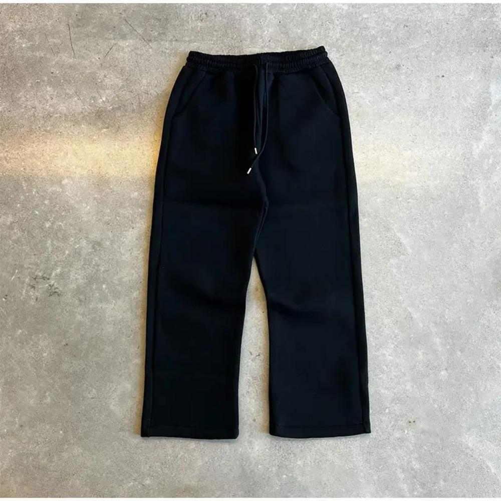 Cross-Border Autumn Winter Cargo Pants Solid Color Slimming Design Pockets Straight Leg Wide Leg