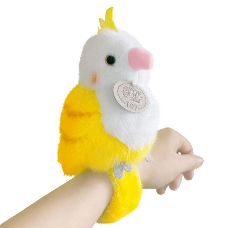 Parrot Plush Toy with Slap Bracelet - Small Bird Shoulder Pendant & Zoo Figurine