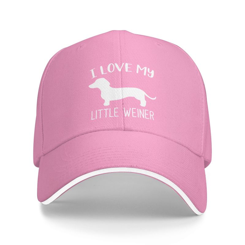 Fashion I Love My Little Weiner Baseball Cap for Women Unisex Adjustable Dachshund Dog Dad Hat Sun Protection