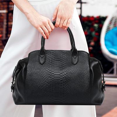 Qiandian Spring Messenger Bag, Genuine Leather Large Bag, First Layer Cowhide Handbag, Snake Pattern Women'S Bag