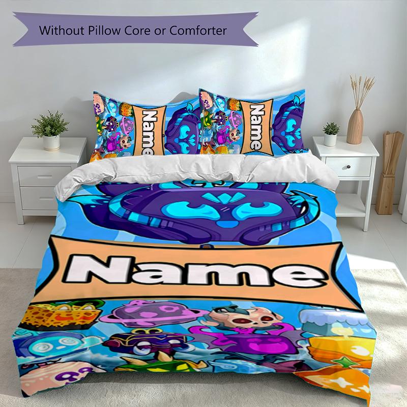 3pcs Custom Name Game Blox Fruits Set,Includes 1 Duvet Cover and 2 Pillowcases,All-season Bedroom Decor