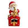 Cartoon Santa Sculpture Christmas Singing Claus Figurine,Cartoon Saxophone Resin Xmas Decor Statue, Festive Sitting Desktop Decoration Desk