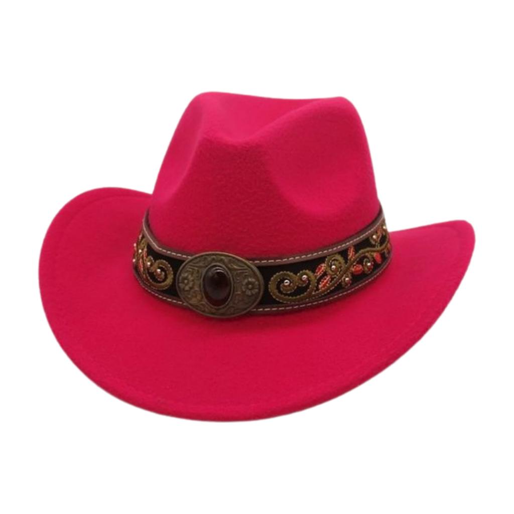 Sunshade Big Eaves Western Cowboy Hat Rolled Eaves Ethnic Style Decorative Design Felt Hat Top Hat