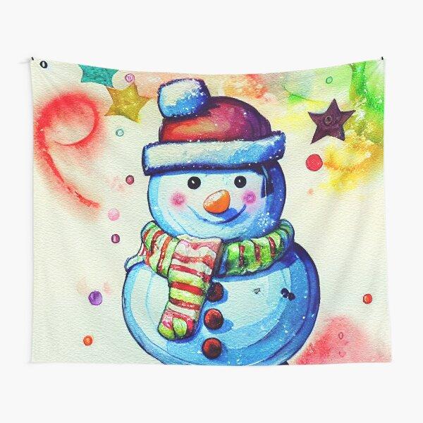 Snowman Tapestry Merry Christmas Tapestry Xmas New Year Winter Party Decoration Wall Hanging for Bedroom Living Room Dorm Decor
