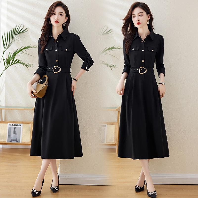 

Женское осеннее платье-ветровка приталенного силуэта в корейском стиле с рубашечным воротником (Z5197) M