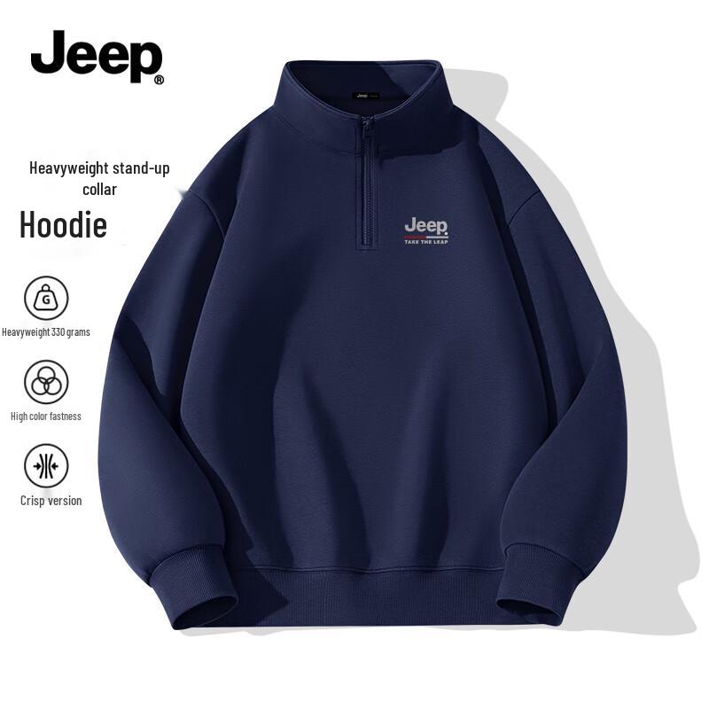 

JEEP Men s Autumn Half-Zip Stand-Collar Sweatshirt 3XL