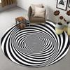 3D Illusion Halloween Black & White Round Carpet for Bedroom & Living Room
