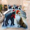 Cat with Santa Hat Quilt Quilt Quilt Set Three-piece Quilt Cover Set