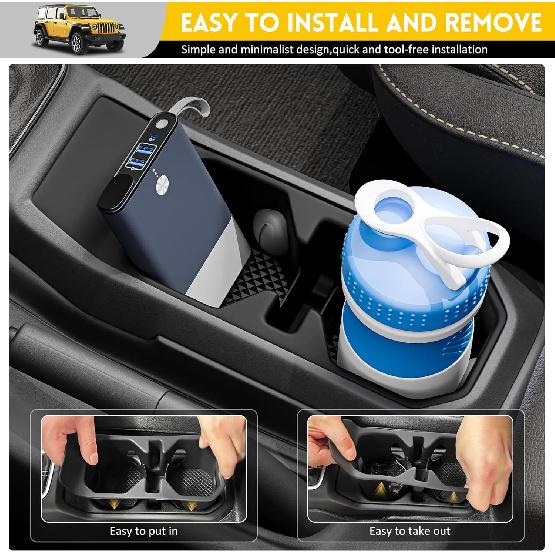 Cup Holder Coaster For 2018-2025 Jeep Wrangler JL JLU 4XE/Gladiator JT Cup Holder Ert Mat Pad, Non-Slip Liner For 18-25 Wrangler JL JLU 4XE Interior