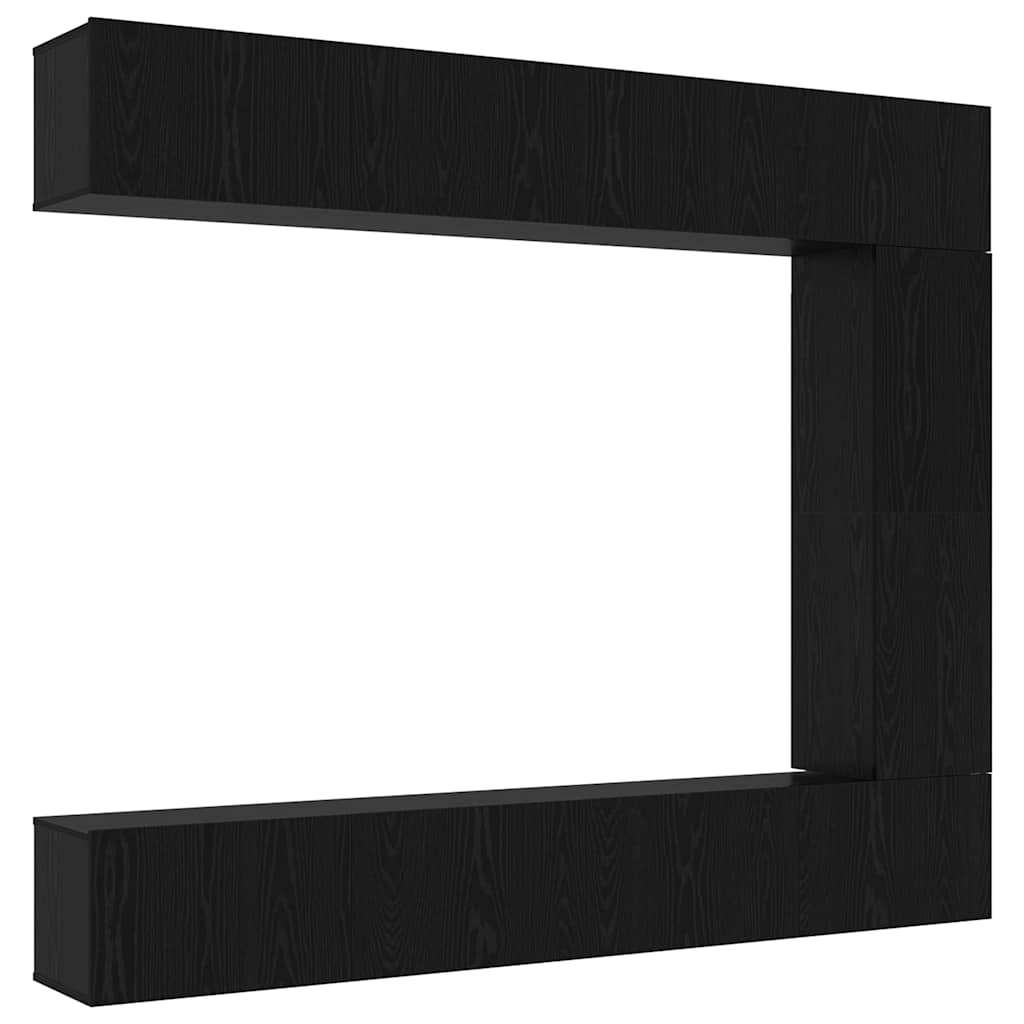 5 Piece TV Cabinet Set Black Oak Effect Wood Based Material