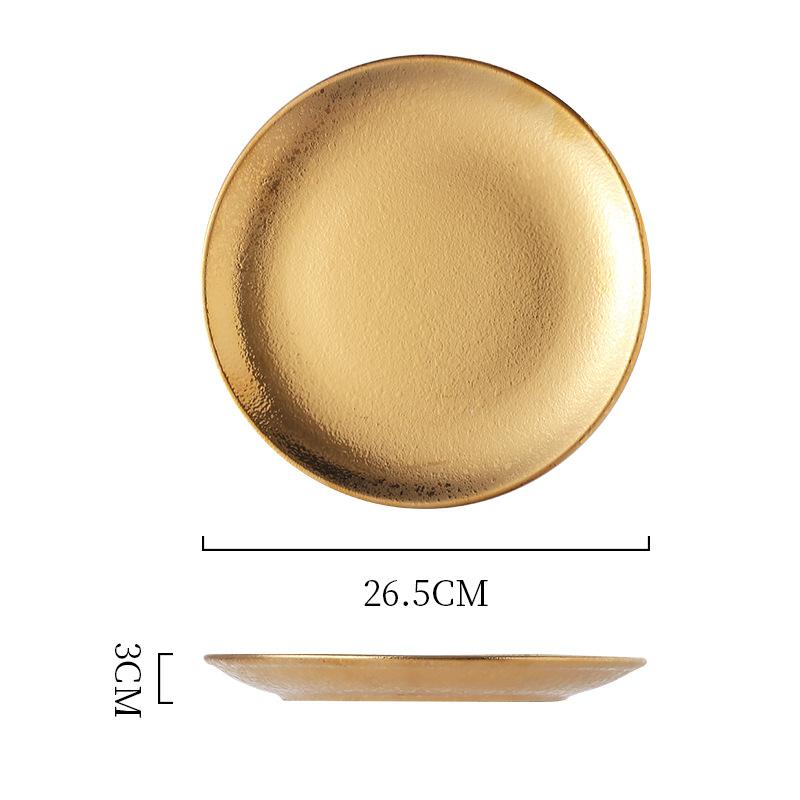 Electroplated Ceramic Plate Gold And Silver Plate Pendulum Decorative Plate Western Food Nordic Disc Light Luxury Tableware