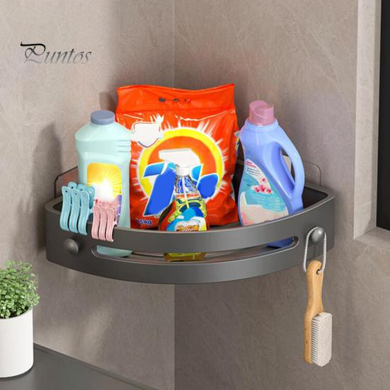Stable Load-bearing Shelf 1/2/3 Pcs Bathroom Storage Rack Triangle Shape Suction Cup No Drilling Self-adhesive Great Load Bearing with Hooks Removable