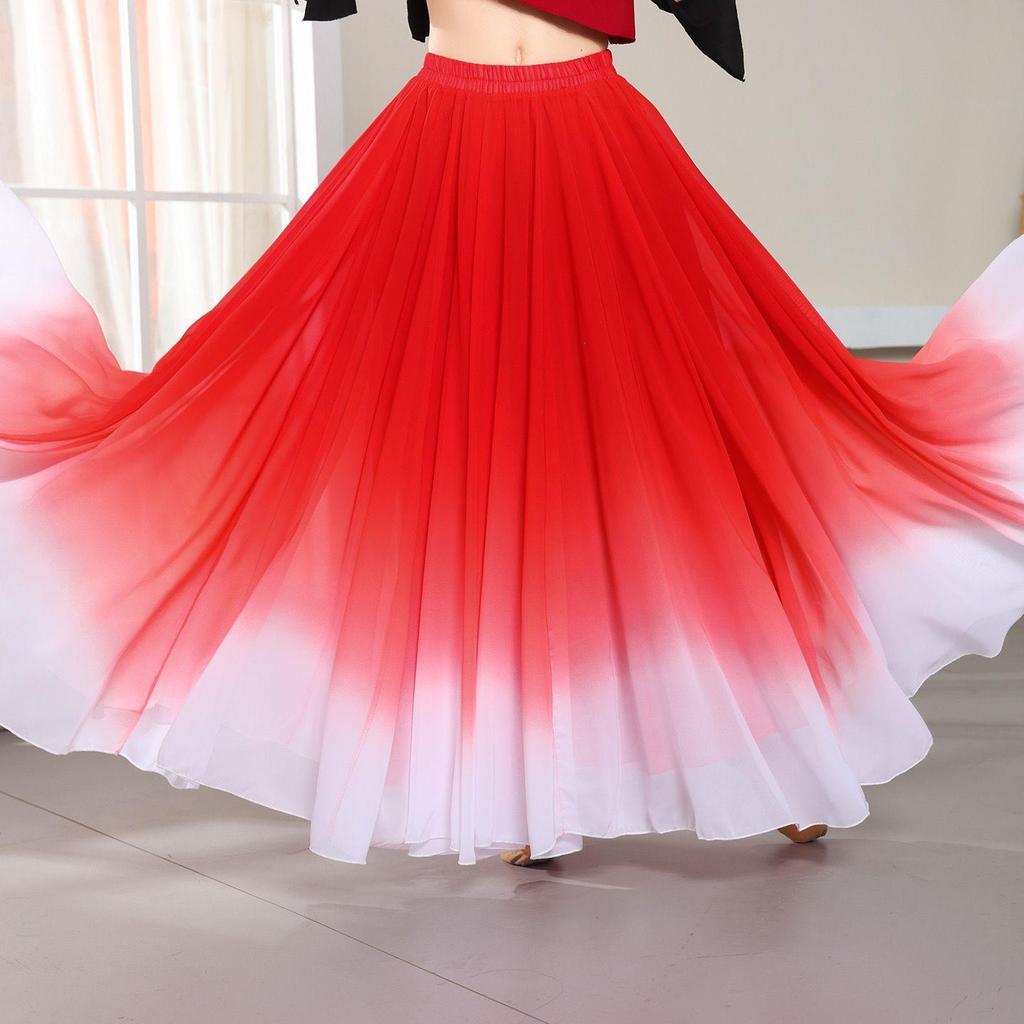 720 Gradient Chiffon Double-Layer Long Skirt for Classical Dance Performances
