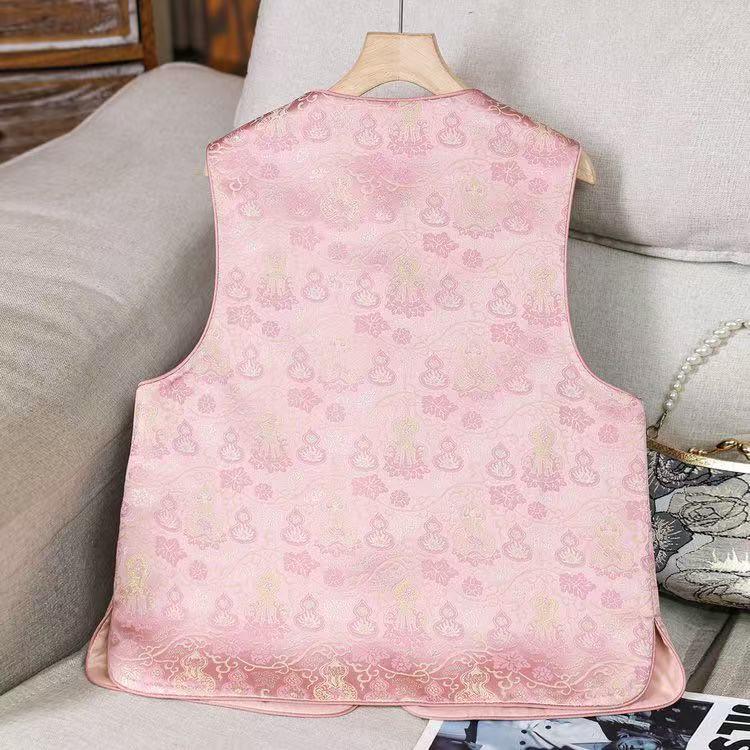 2026 New Chinese Style Frog Button Jacquard Women's Vest - Stylish, Versatile, and Loose-Fit Shawl Outerwear