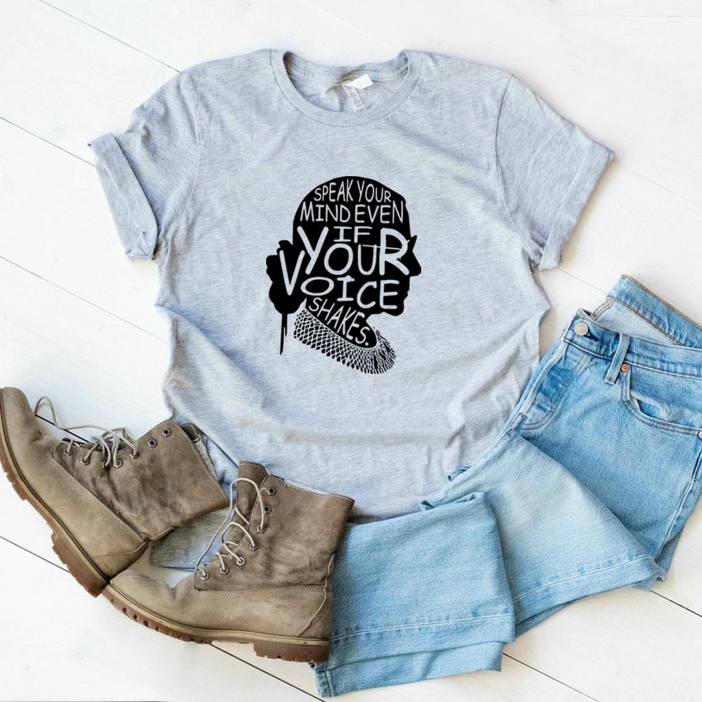 Speak Your Mind Even If Your Voice Shakes TShirt Notorious RBG Shirt Women Power Shirts Ruth Bader Ginsburg Top Feminist Tees