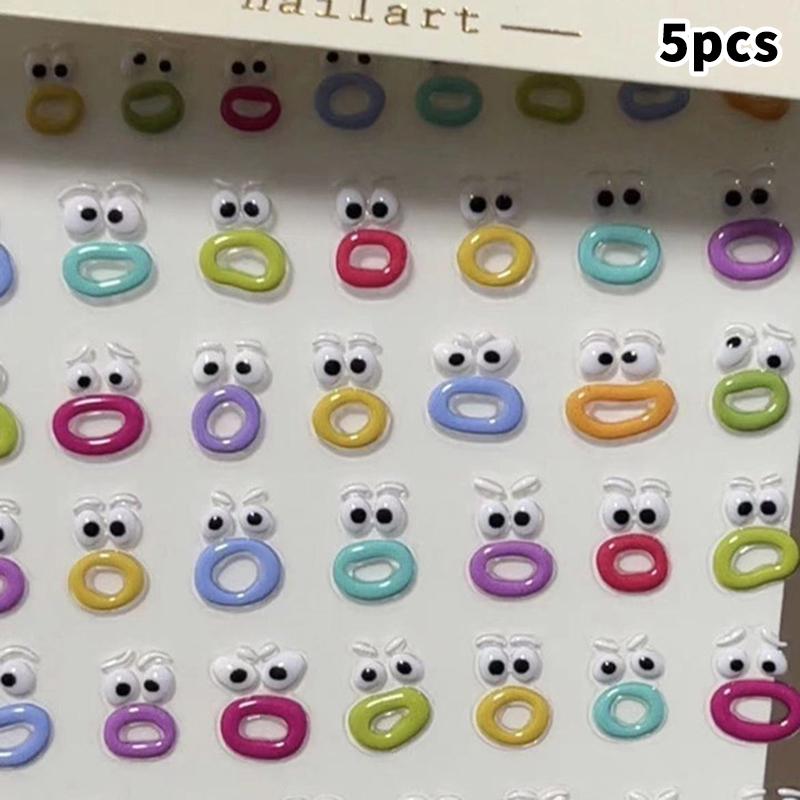 1 Pcs Cute Kawaii Nails Stickers Creative Funny Mouth Monster Nail Art Sticker Fashion Diy Waterproof Peelable Nail Stickers