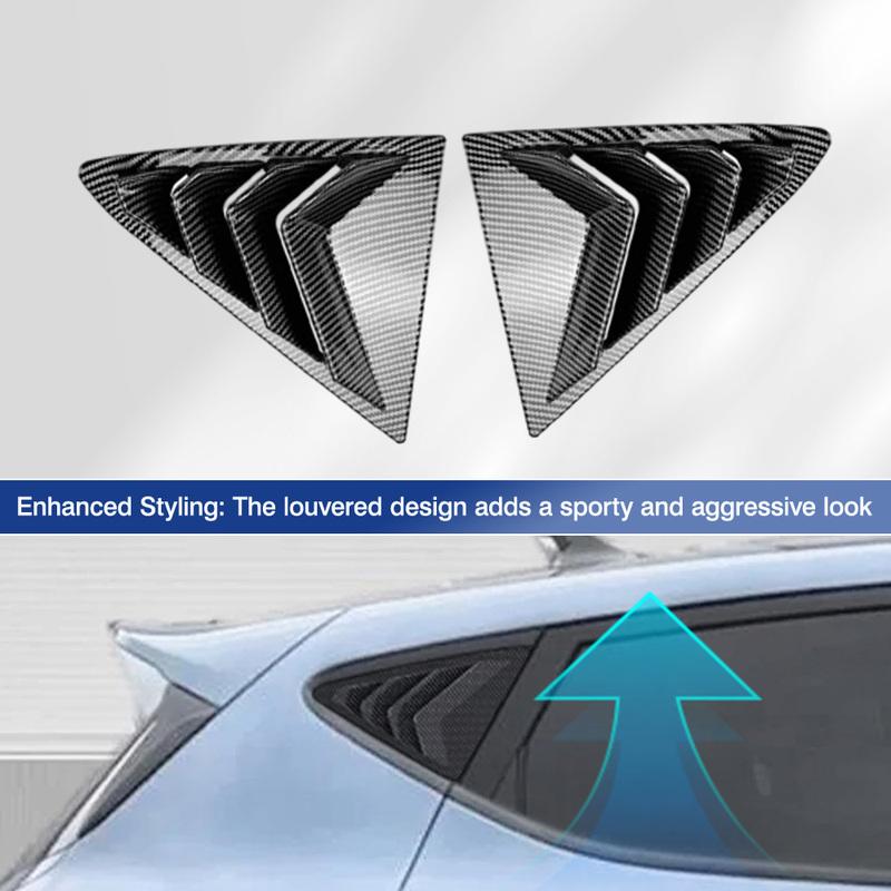 Pair Rear Window Louvers Car Vent Side Window Louvers Vent for Ford Fiesta MK8 2018 -2024 Glossy Black/Carbon Fiber Black