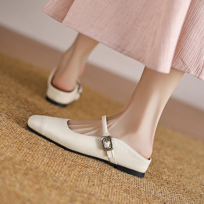 Fashion Shoes Low Woman's Slippers Slides Square Toe 2025 Soft Cover Hoof Heels Rome Fabric Casual Rubber PU Leisure Shoes Woman 2025 Lo