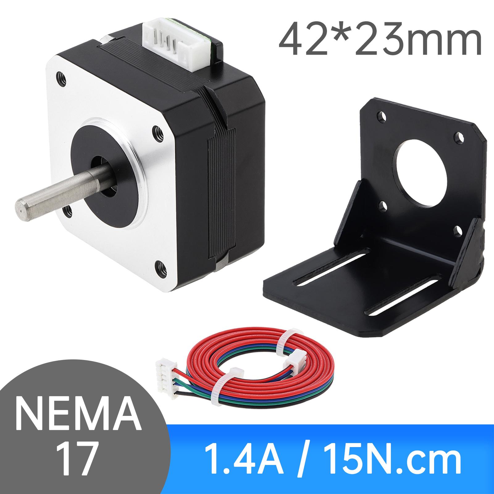 

Шаговый двигатель Nema 17 60 мм 2 А Крутящий момент 85 Нсм 1,8 градуса 4-проводной биполярный Сверхмощный Модернизация для ЧПУ 3D-принтера Включает кабель и кронштейн 42*23mm/1.4A/15N.CM