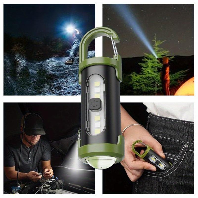 USB Rechargeable LED Flashlight with Adjustable Beam, Portable Keychain Flashlight with Hook for Camping, Emergency Situations, and Daily Use