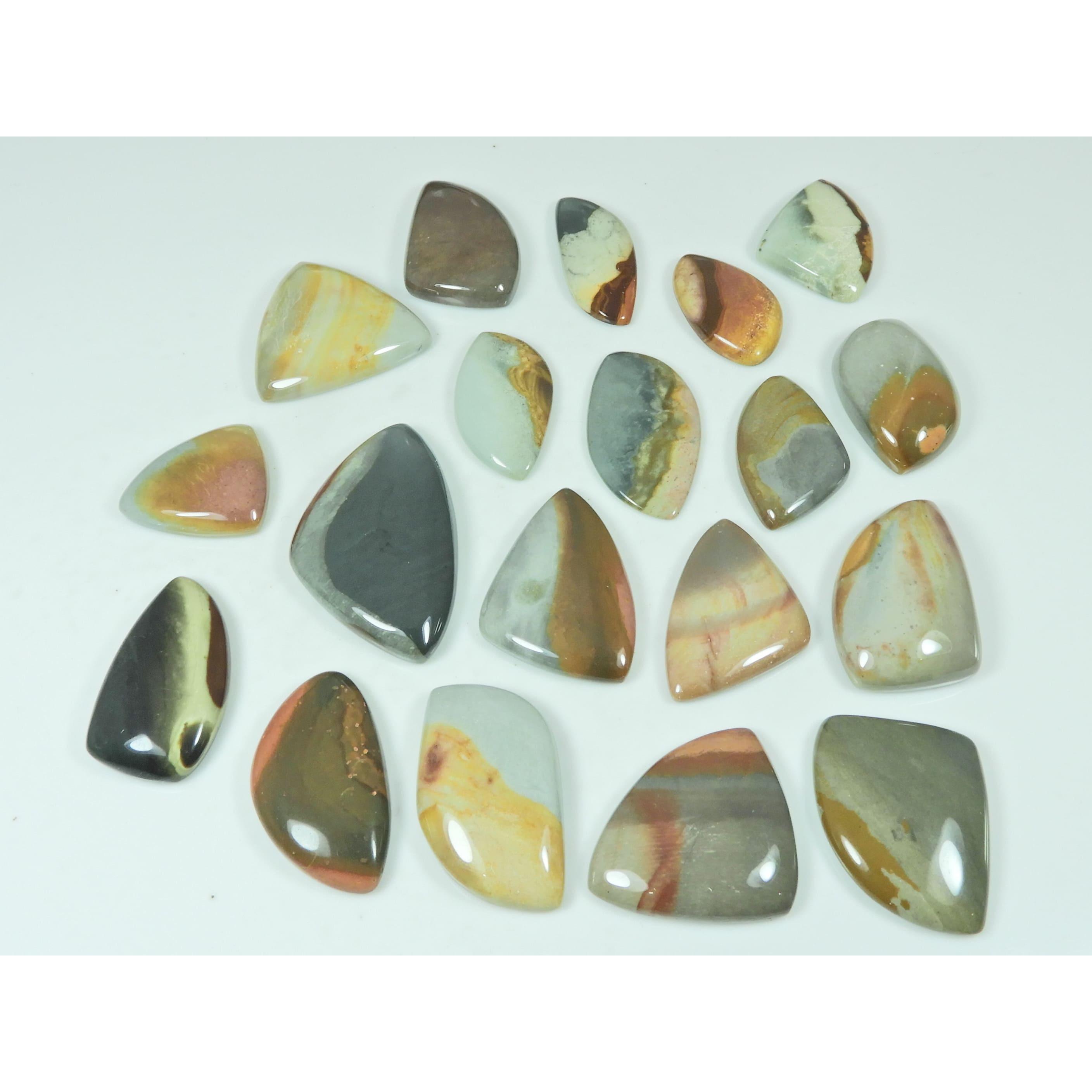 347Cts.Natural Imperial Jasper Fancy Shape Cabochon Loose Gemstone 19Pcs Lot C-2958