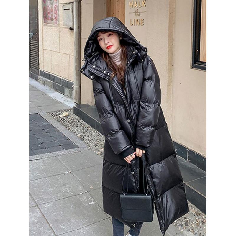 Haine din bumbac cu puf negru pentru femei