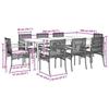 VidaXL Ensemble à Manger de Jardin avec Coussins 9 pcs, Table et Chaise de Terrasse, Meubles de Patio, Mobilier d'Extérieur, 3213602