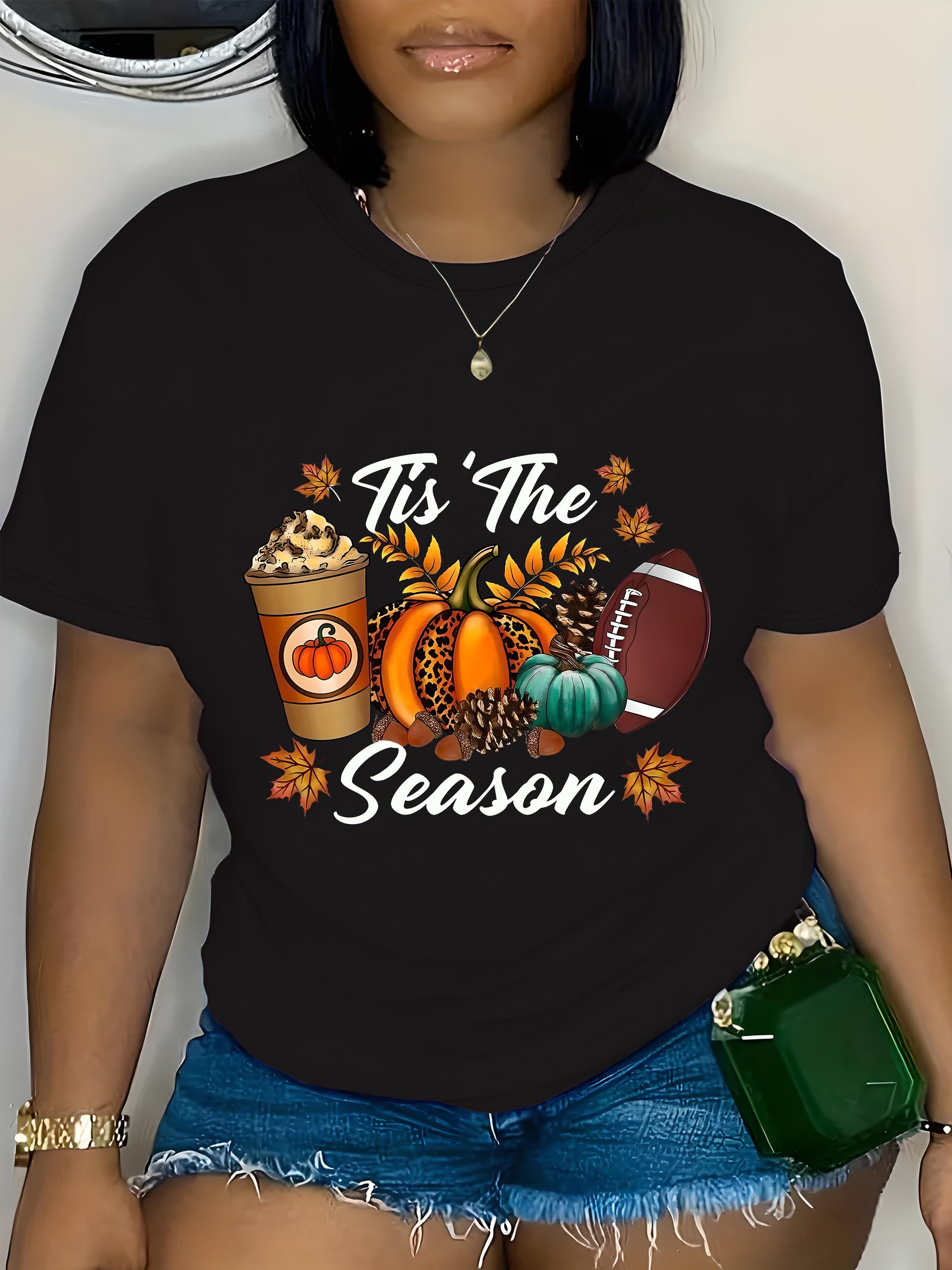 Fall Pumpkin Football Season Graphic T-shirt L