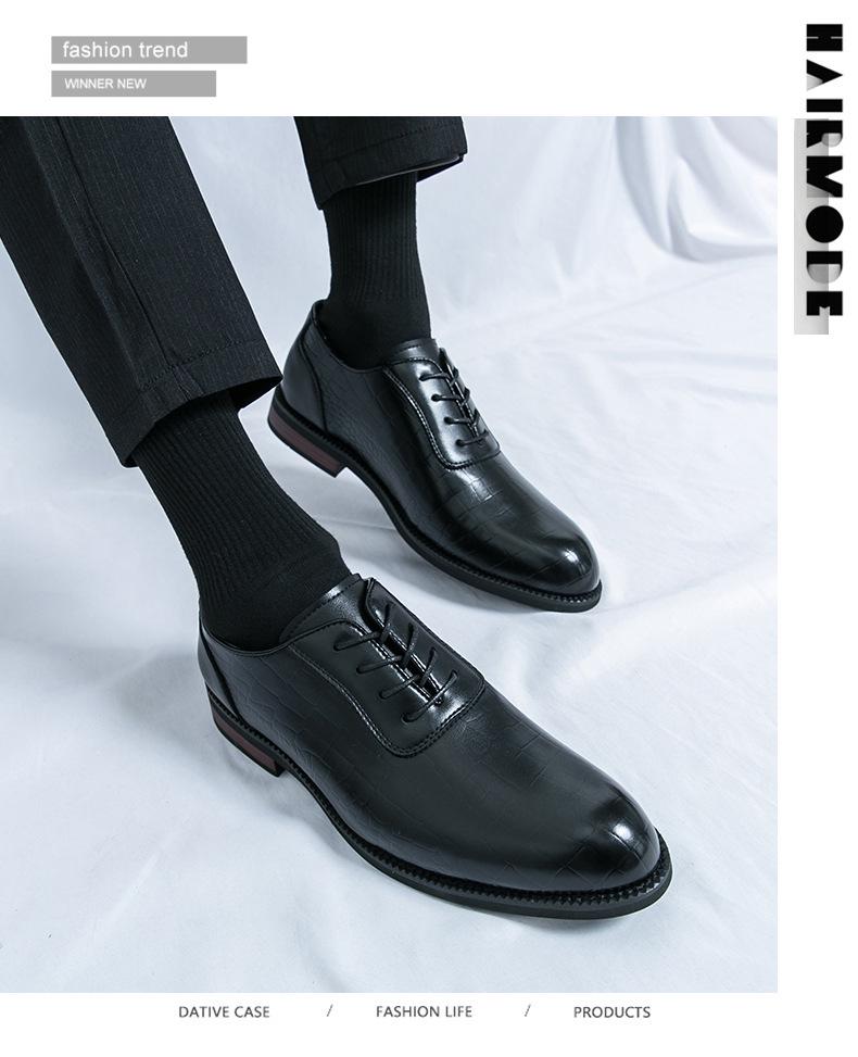 Men's Large Retro British Style Leather Dress Shoes - Fashionable, Lace-up, Formal Business Banquet Attire
