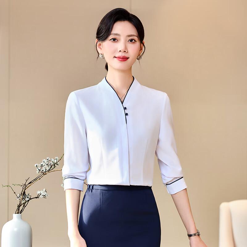 

New Chinese Style Women s Short Sleeve Uniform Shirt XL