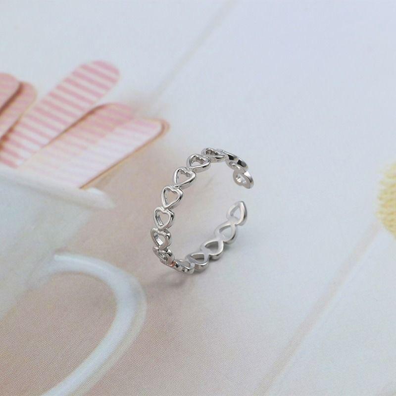 Hand-Woven Love Beaded Ring Fashion Women Men Stainless Steel Round Ball Bead Adjustable Retro Rings Jewelry