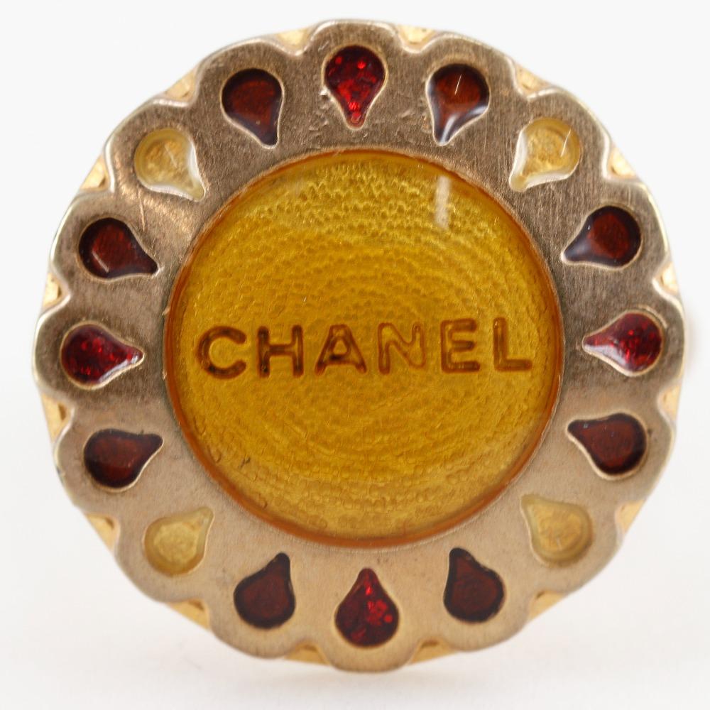 CHANEL Flower motif Ring Free size Plated Gold #6.6(US Size) flour 4.5g Women Used