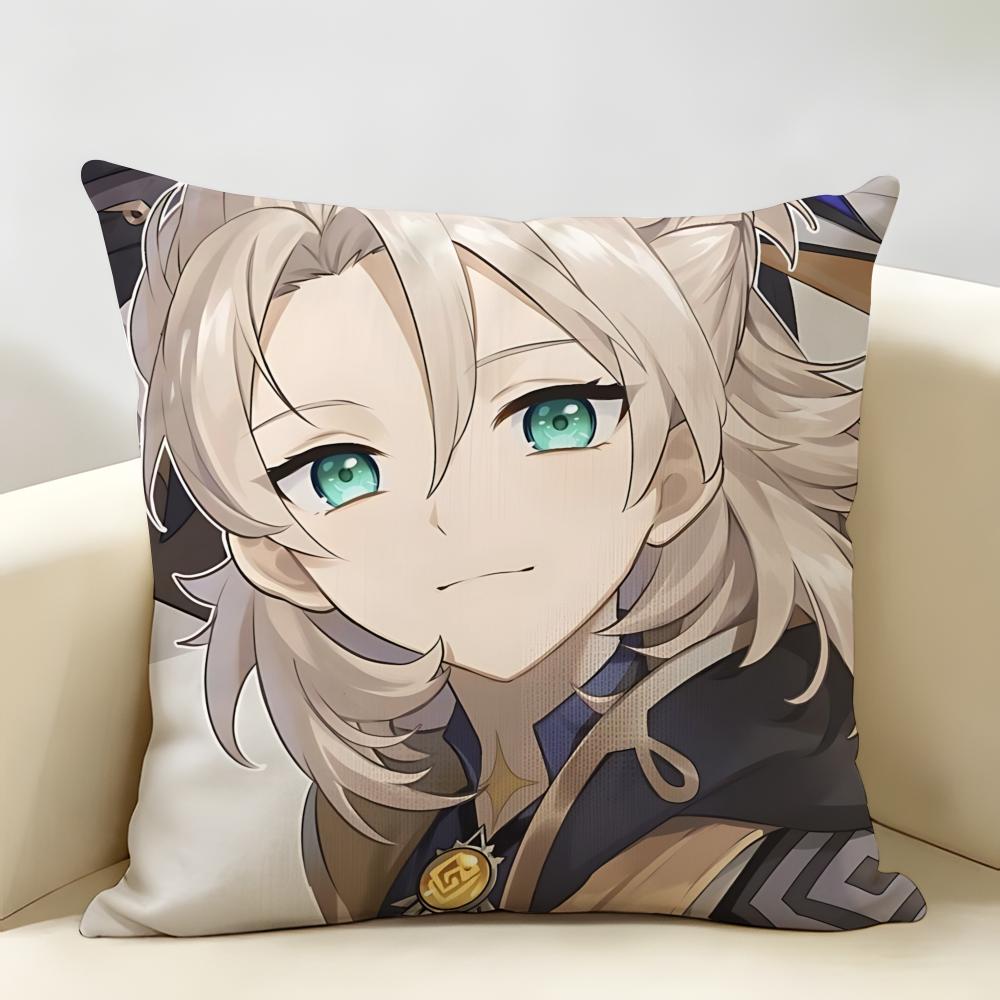 Albedo Genshin Game Cushion Cover Natural Linen Organic Fabric DoubleSided Printing Room Sofa Decor Pillow Case
