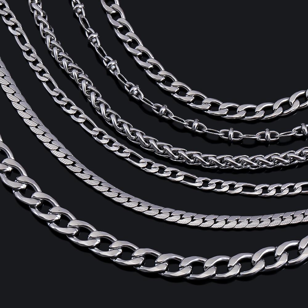 No Fade 1M Stainless Steel Cuban Keel Figaro Chain for Needlework DIY Chunky Necklace Bracelet Jewelry Making Materials Supplies