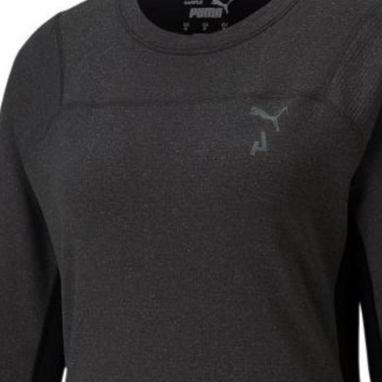 Puma W Seasons Polypropylene Raincell Long Sleeve Solid Color Crew Neck Pullover Casual T-Shirt Women Tops Black 523228-01