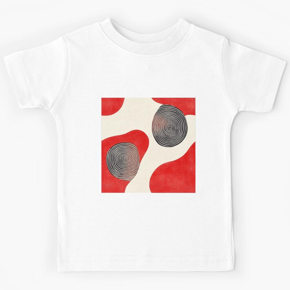 Hypnotic Spirals in Red and Black Kids T-Shirt 140