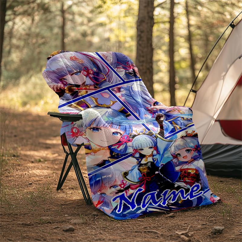 Personalized Custom Name Blanket - Genshin Impact Ayaka Kamisato Print Design,Blanket for Sofa,Bed,Travel,Camping - Soft and Warm, Great Gift