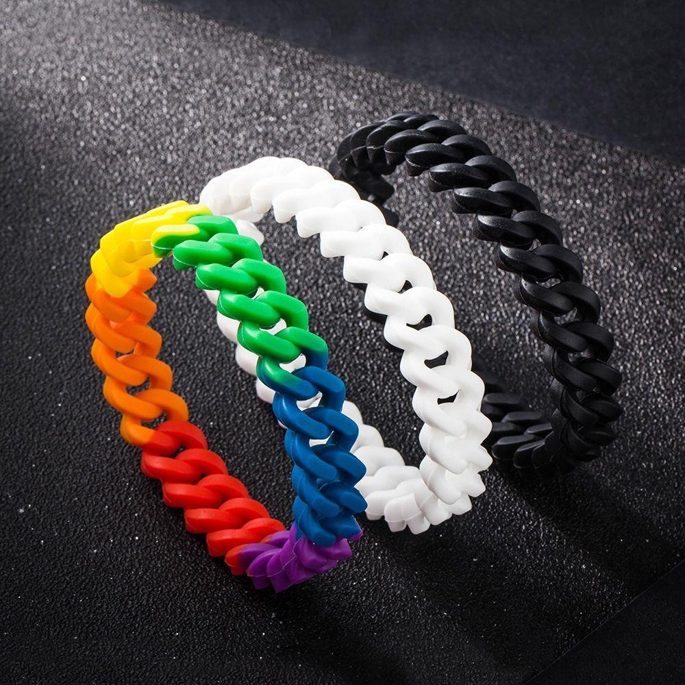 Silicone Hollow Out Wristband Jewelry Hollow Bracelet Rainbow Bangle Rainbow Wristband Men Women