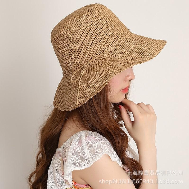 8Cm Japanese handmade crochet pull-up straw hat foldable sun hat children summer sun protection bucket hat sun hat