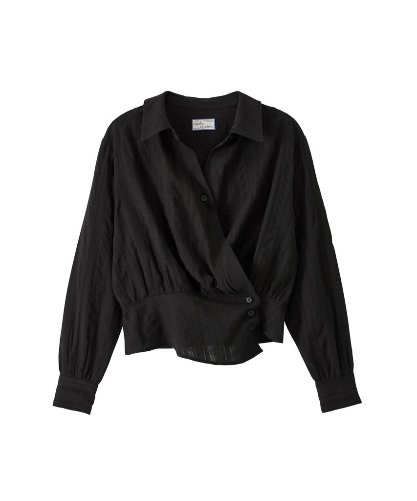 SALON DE YOHN Soft Cotton Wrap Blouse_ Black