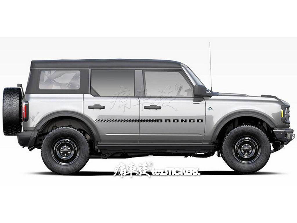 Bronco Mustang Car Stickers: Pinstripes, Waistline, and Side Skirt Decorations