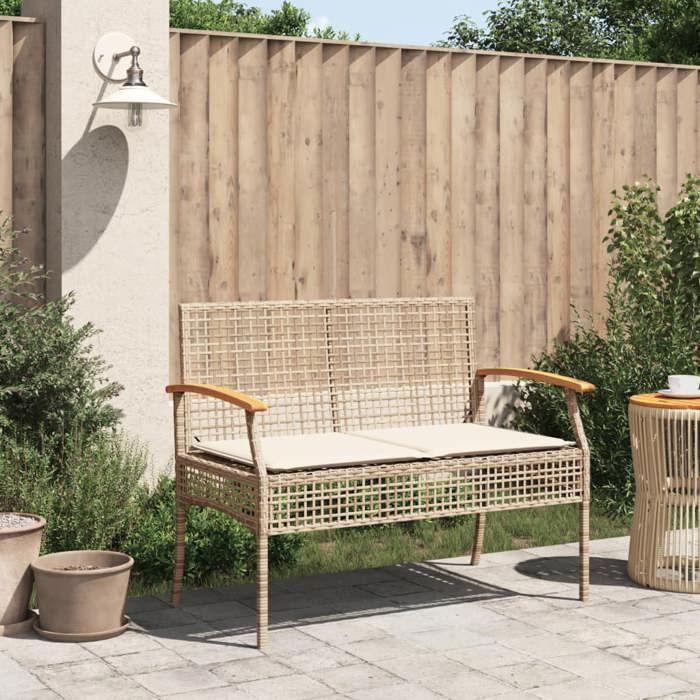 VidaXL Banc de Jardin avec Coussin, Siège de Patio, Chaise de Terrasse, Meuble de Parc Arrière-cour Balcon Extérieur, Beige 366257